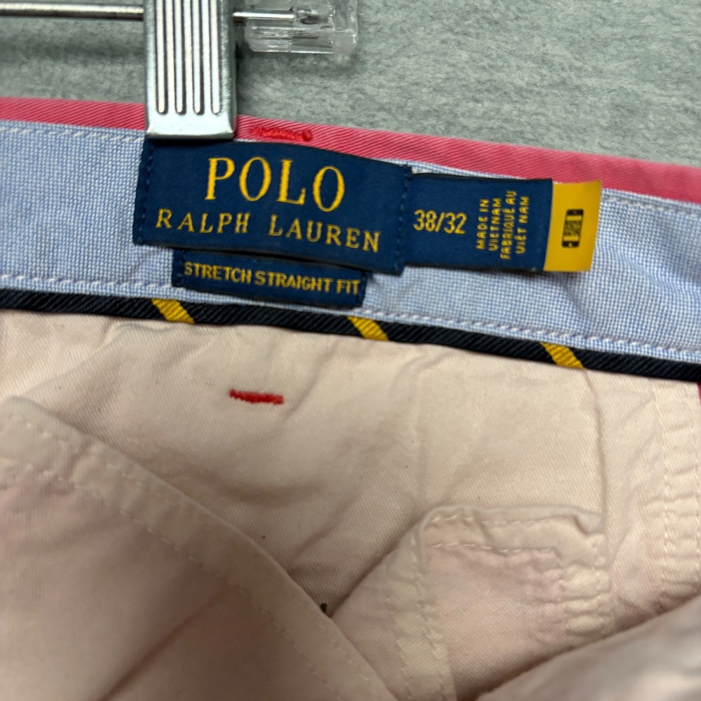 Polo Ralph Lauren Red/Pink Preppy Chino Pants Stretch Straight‎ Fit  Mens 38X32 - Picture 4 of 8